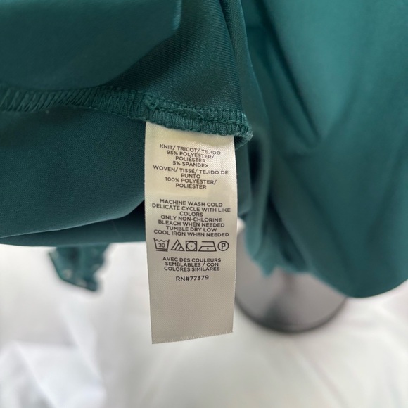 Ann Taylor Teal Blouse with White/Black Floral Sheer Balloon Sz Small - Picture 6 of 6